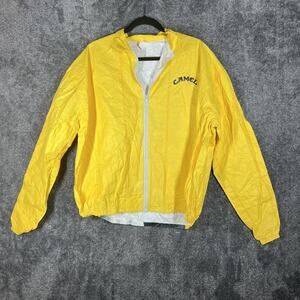 Vintage Camel Jacket Mens XL Yellow Tyvek Windbreaker Cartoon Graphic Promo 90s